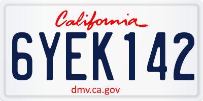 CA license plate 6YEK142