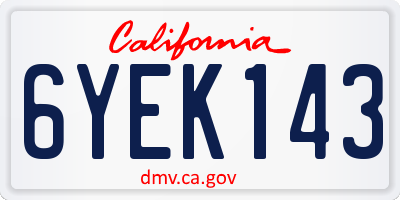 CA license plate 6YEK143