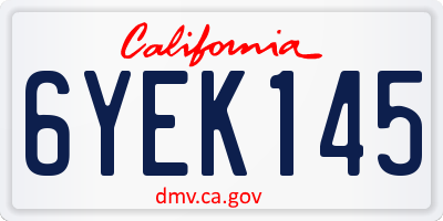 CA license plate 6YEK145