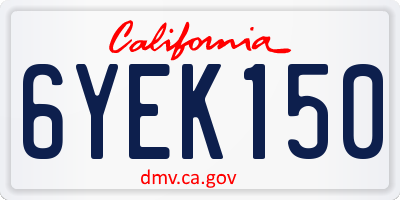 CA license plate 6YEK150