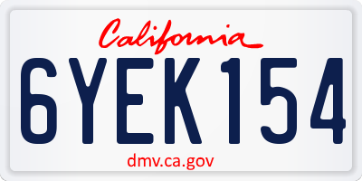 CA license plate 6YEK154