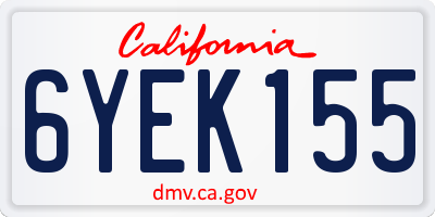 CA license plate 6YEK155