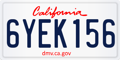 CA license plate 6YEK156