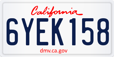 CA license plate 6YEK158
