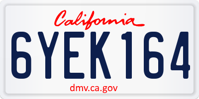 CA license plate 6YEK164