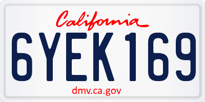 CA license plate 6YEK169