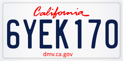 CA license plate 6YEK170