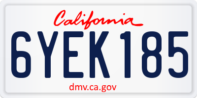 CA license plate 6YEK185