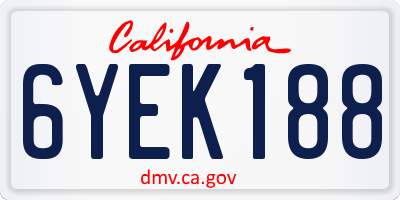 CA license plate 6YEK188