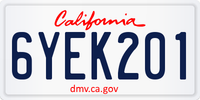 CA license plate 6YEK201
