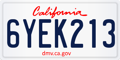 CA license plate 6YEK213