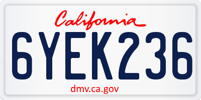 CA license plate 6YEK236