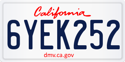 CA license plate 6YEK252