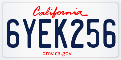 CA license plate 6YEK256