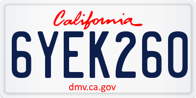 CA license plate 6YEK260