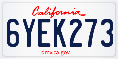 CA license plate 6YEK273