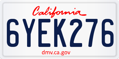 CA license plate 6YEK276