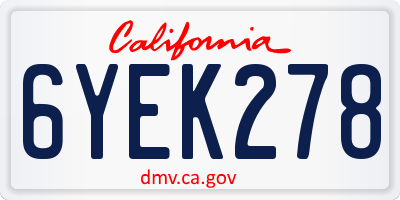 CA license plate 6YEK278