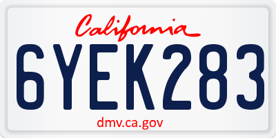 CA license plate 6YEK283