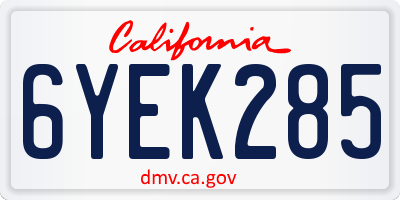 CA license plate 6YEK285