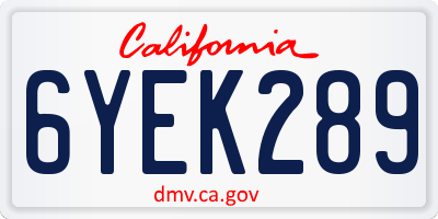 CA license plate 6YEK289