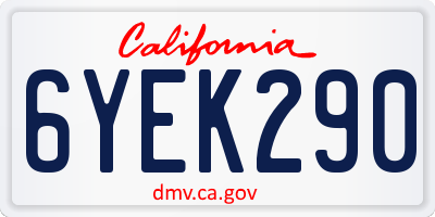 CA license plate 6YEK290