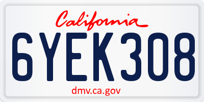 CA license plate 6YEK308
