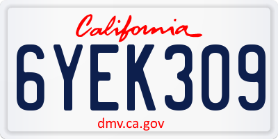 CA license plate 6YEK309