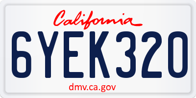 CA license plate 6YEK320