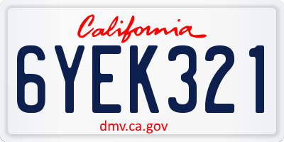CA license plate 6YEK321