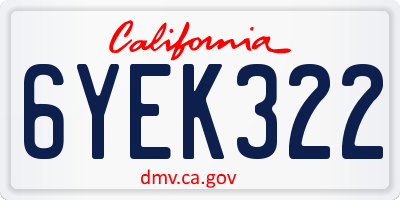 CA license plate 6YEK322