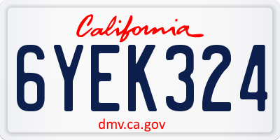 CA license plate 6YEK324