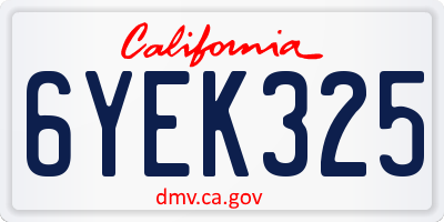 CA license plate 6YEK325