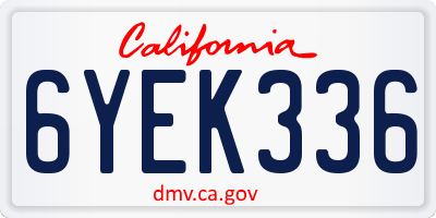 CA license plate 6YEK336