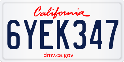 CA license plate 6YEK347