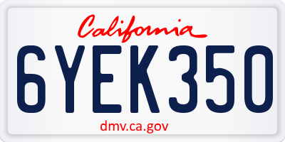 CA license plate 6YEK350