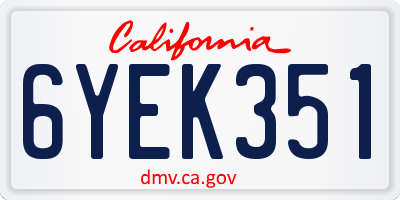 CA license plate 6YEK351
