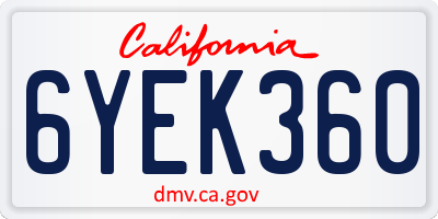 CA license plate 6YEK360