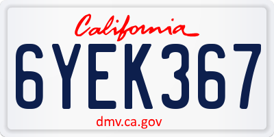 CA license plate 6YEK367