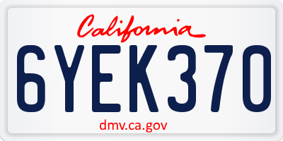 CA license plate 6YEK370