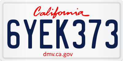 CA license plate 6YEK373