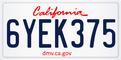 CA license plate 6YEK375