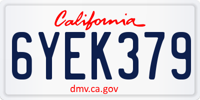 CA license plate 6YEK379