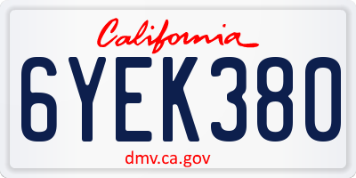 CA license plate 6YEK380