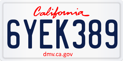 CA license plate 6YEK389