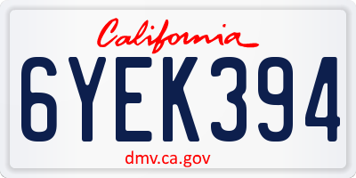 CA license plate 6YEK394