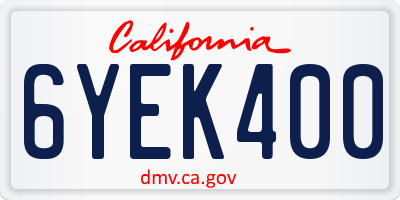 CA license plate 6YEK400