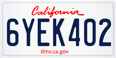 CA license plate 6YEK402