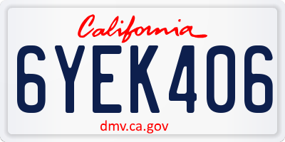 CA license plate 6YEK406