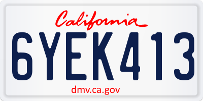 CA license plate 6YEK413